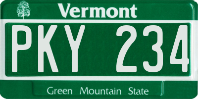 VT license plate PKY234