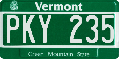 VT license plate PKY235