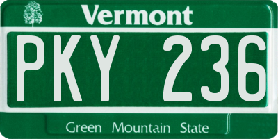 VT license plate PKY236