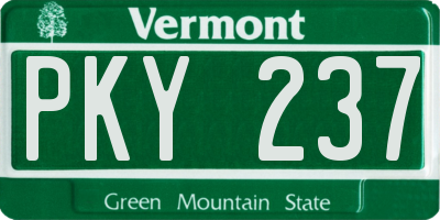 VT license plate PKY237