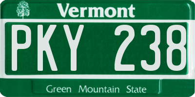 VT license plate PKY238