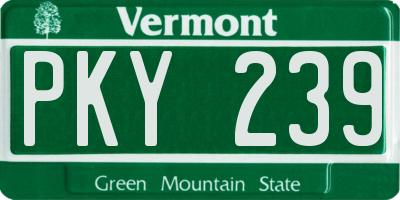 VT license plate PKY239