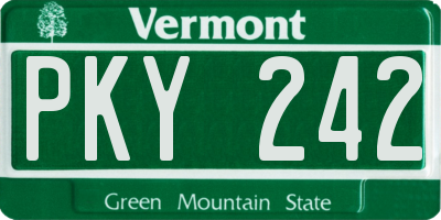 VT license plate PKY242