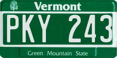 VT license plate PKY243