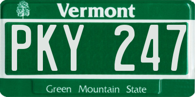 VT license plate PKY247