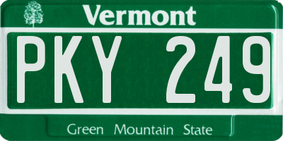 VT license plate PKY249