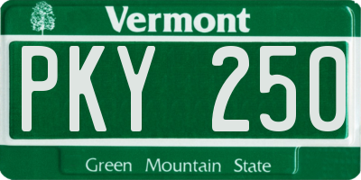 VT license plate PKY250