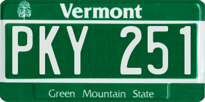VT license plate PKY251