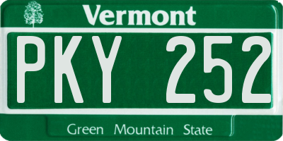 VT license plate PKY252
