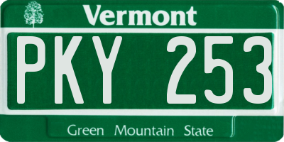 VT license plate PKY253