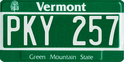 VT license plate PKY257