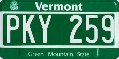 VT license plate PKY259