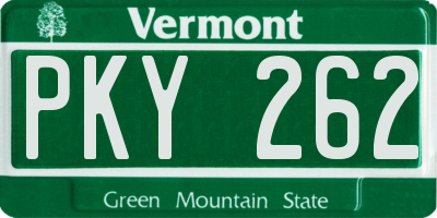 VT license plate PKY262