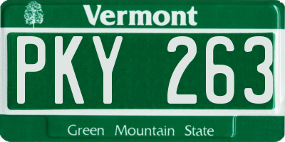 VT license plate PKY263