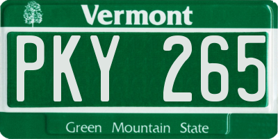 VT license plate PKY265