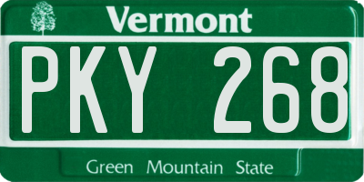 VT license plate PKY268