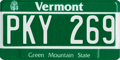 VT license plate PKY269