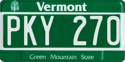 VT license plate PKY270