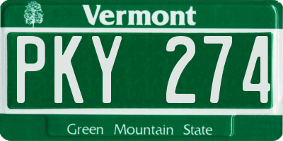 VT license plate PKY274