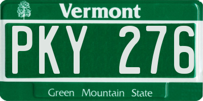 VT license plate PKY276