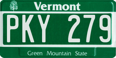 VT license plate PKY279