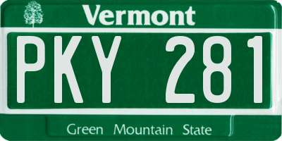 VT license plate PKY281