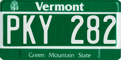 VT license plate PKY282