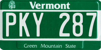 VT license plate PKY287