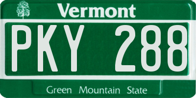 VT license plate PKY288