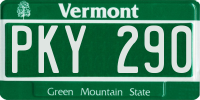 VT license plate PKY290