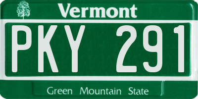 VT license plate PKY291