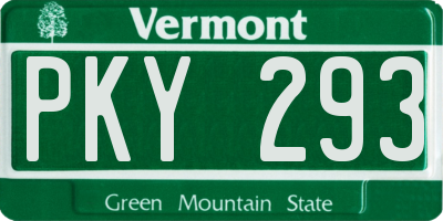 VT license plate PKY293