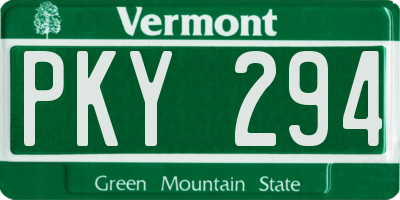 VT license plate PKY294