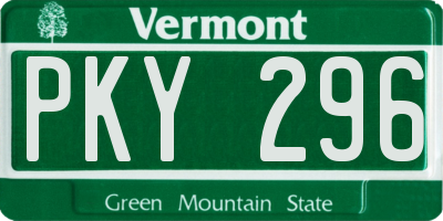 VT license plate PKY296