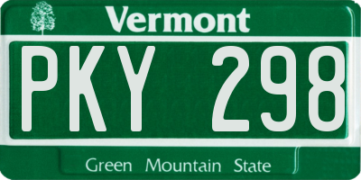 VT license plate PKY298