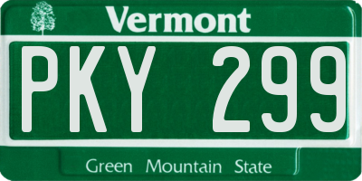 VT license plate PKY299