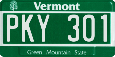VT license plate PKY301