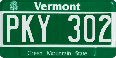 VT license plate PKY302