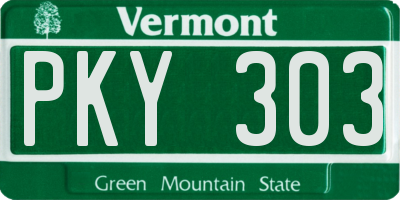 VT license plate PKY303