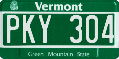 VT license plate PKY304