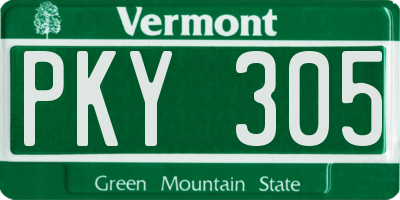 VT license plate PKY305