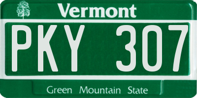 VT license plate PKY307