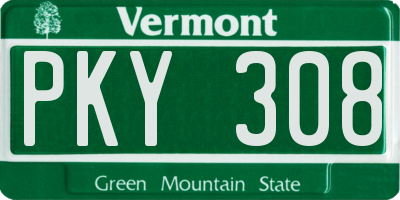 VT license plate PKY308