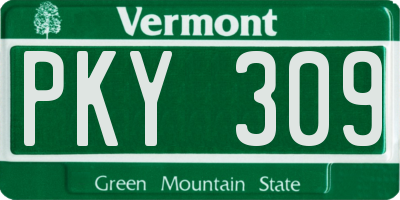 VT license plate PKY309