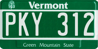 VT license plate PKY312