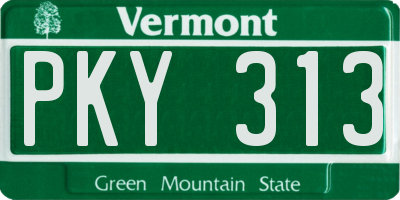 VT license plate PKY313
