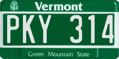 VT license plate PKY314