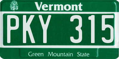 VT license plate PKY315