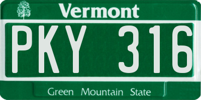 VT license plate PKY316