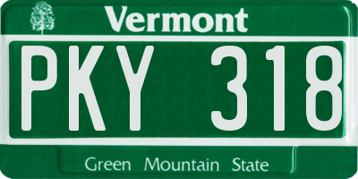 VT license plate PKY318
